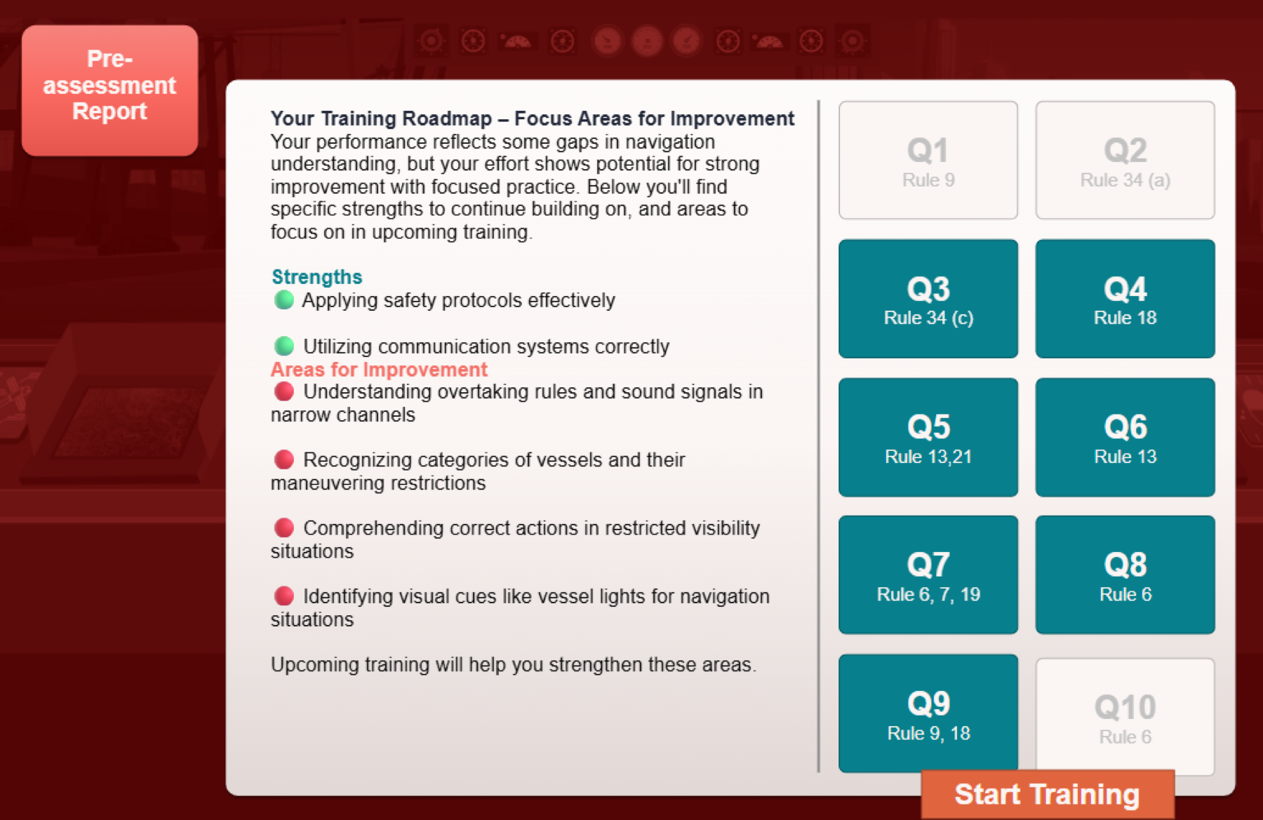 Personalised maritime training roadmap based on learner data